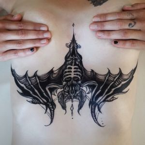 Bat under boobs tattoo #bat #horror #dark #blackwork #Black 