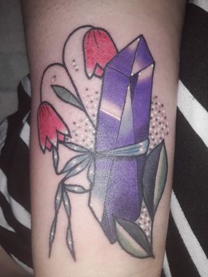 Artist is Mahagany! Beautiful piece done for my mother who collects crystals and is named after the linnea flower (twin flower, linnaea borealis). Get up tattoo society is now known as Higher Love Tattoo.