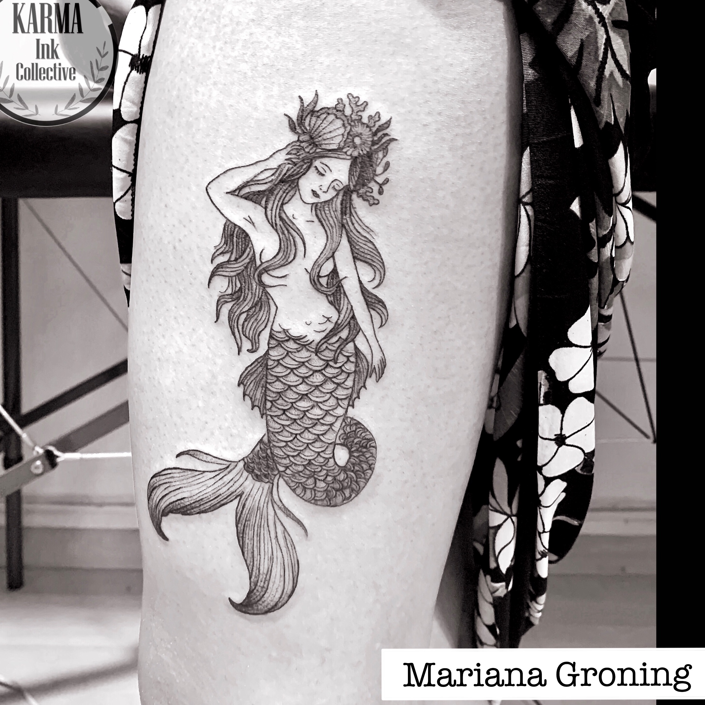 tatuaje de acuarela de sirena