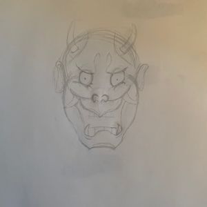 First attempt at sketching a hannya mask