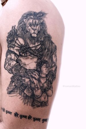 Tattoo uploaded by Roman Mikhalchenko • Narasimha & Maha mantra • Tattoodo