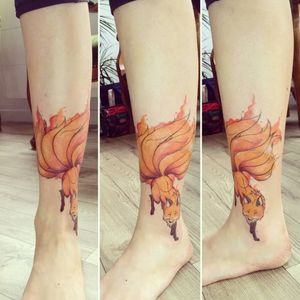 Little nine tails fox watercolor style #watercolortattoos #watercolor #watercolortattoo #fox #foxtattoo #colortattoo #colorful 