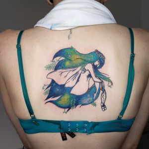 Fairy in a back #watercolortattoos #watercolortattoo #watercolor #galaxytattoo #galaxy #linework #colorful #colortattoo #fairytattoo #fairy