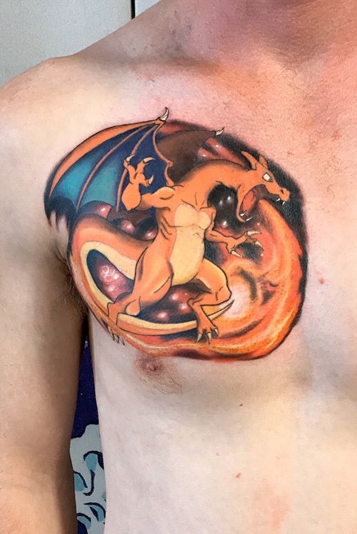 Charizard tattoo black and white