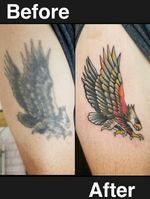 Retouching a 32 year old tattoo! Done on my father. #retouch #traditional #traditionaltattoo #trad #eagle 