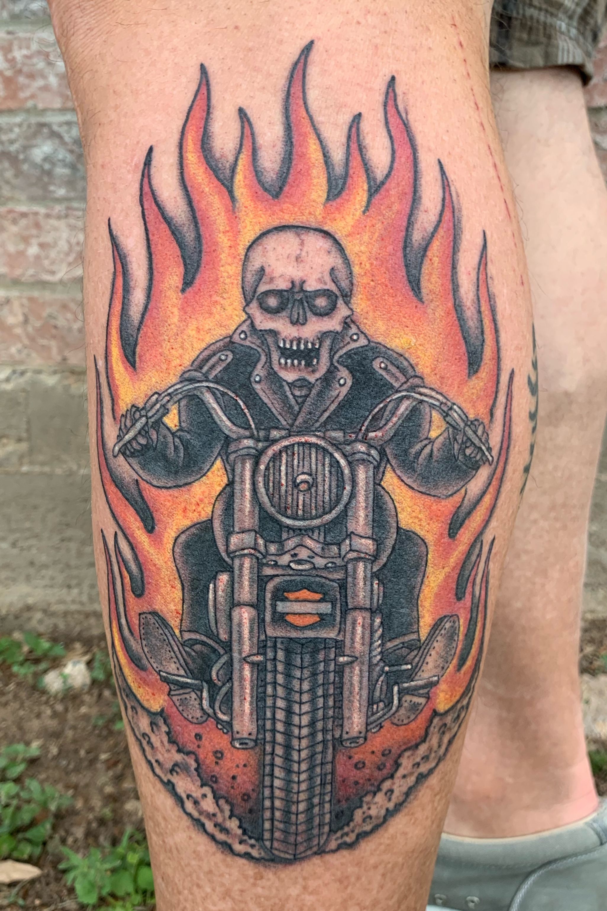 Aaron's Harley Skull | Today's work - Harley Shield and Skull. Thanks  Aaron! | By The Ink Spot Tattoo StudioFacebook
