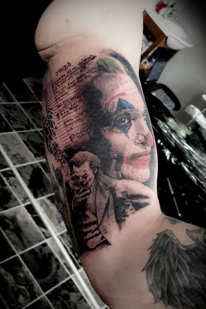 Joker tattoo inner bicep today. 