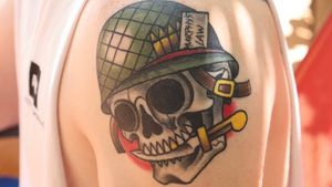 Murphy’s Law Skull :) Done by Cory Haberman at Addicted To Ink in White Plains, NY #army #skull #murphyslaw 
