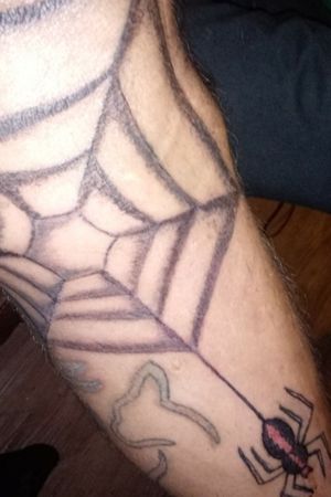 Spider web and Spider I did on left leg