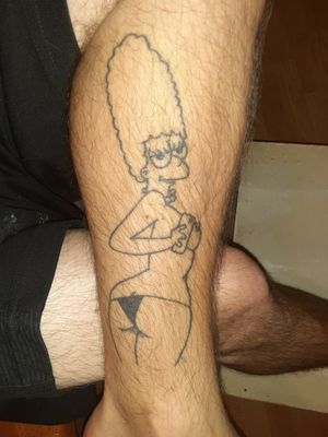 Marge selfie. Original artwork and tattoo done myself in jail.Tat by: John Sweeney AkA Wee_man#margesimpson #marge #simpsonstattoos #simpsonstattoo #simpsons #margeselfie #plucking #plucktattoos #plucktattoo #poking #jailtattoos #jailtattoo #stickandpoke #donebystaple 