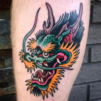 Dragon head by Chazz Hysell #ChazzHysell #dragon #dragontattoo #dragonhead #colortattoo #color #traditional #traditionaltattoo #traditionaltattoos #traditionalamerican #AmericanTraditional #japanese 