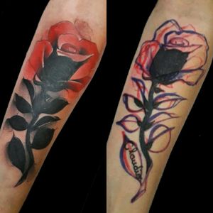 Cover y arreglo de recién.. #tattoo #inked #ink #rose #rosetattoo #rosa #tatuajederosa #coverup #tapado #arreglo #freehand #manoalzada #black #red #tatuadoresargentinos #solidink #lksmachines #pergamino #bs.as 