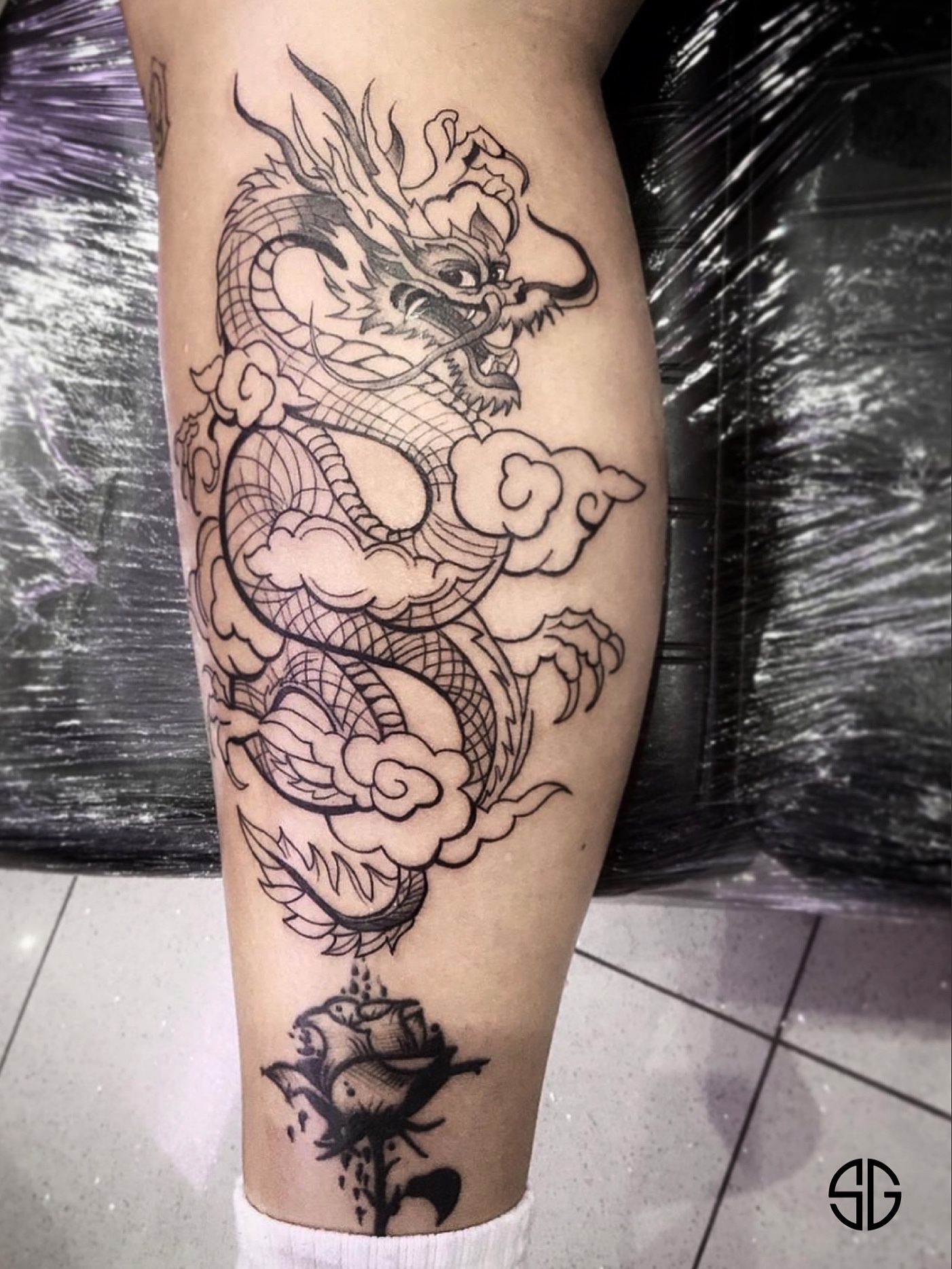 Tattoo tagged with small chang line art dragon tiny ifttt little  red upper back experimental medium size mythology other fine line   inkedappcom