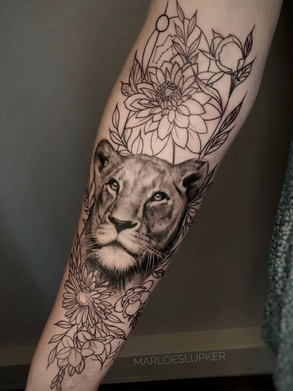Floral Lioness Tattoo  Ace Tattooz