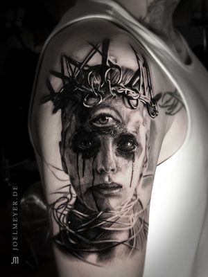 Witch Realistic Tattoo Black and Grey Joel Meyer