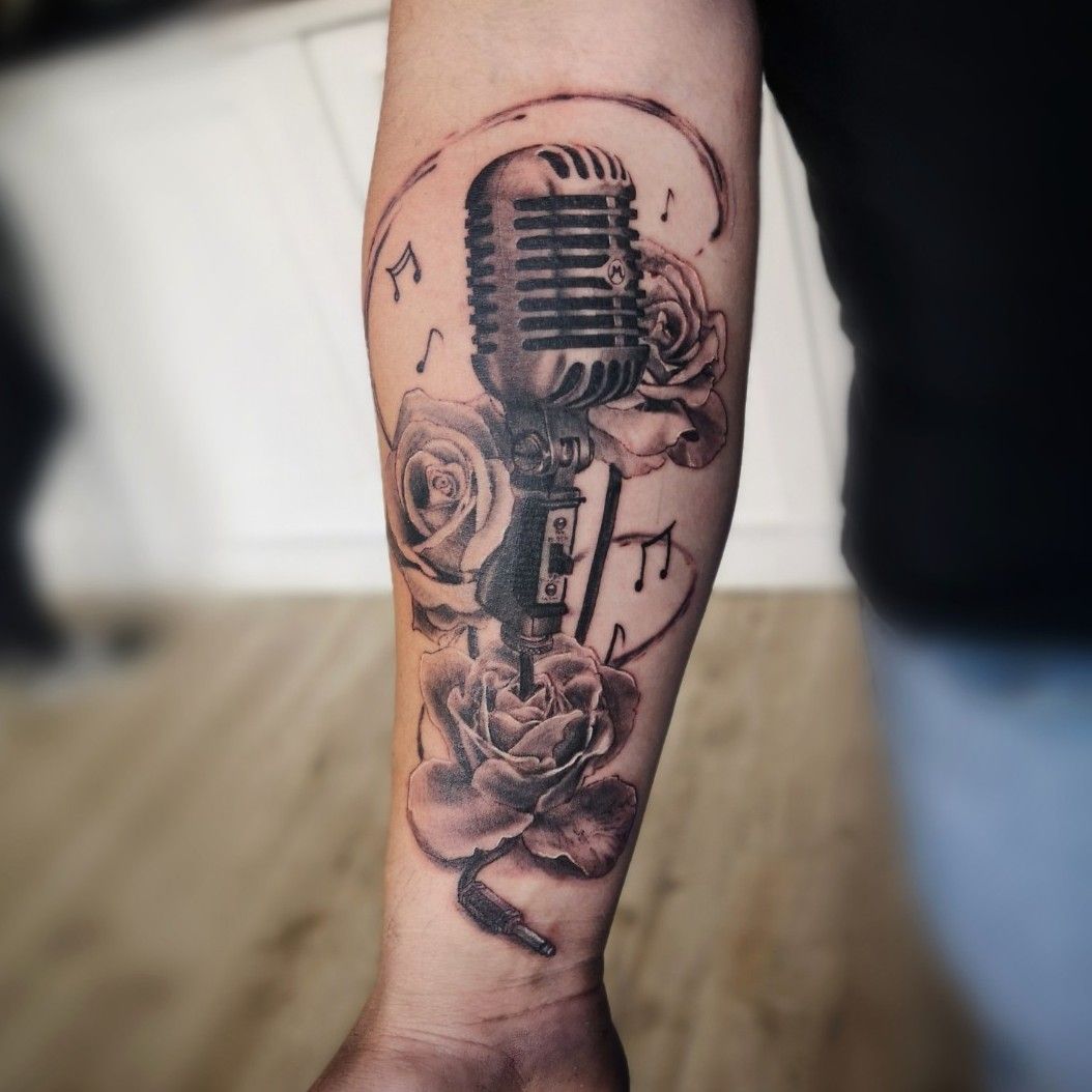 microphone tattoo i did… #microphone #musictattoo #mictattoo #blackngr... |  TikTok