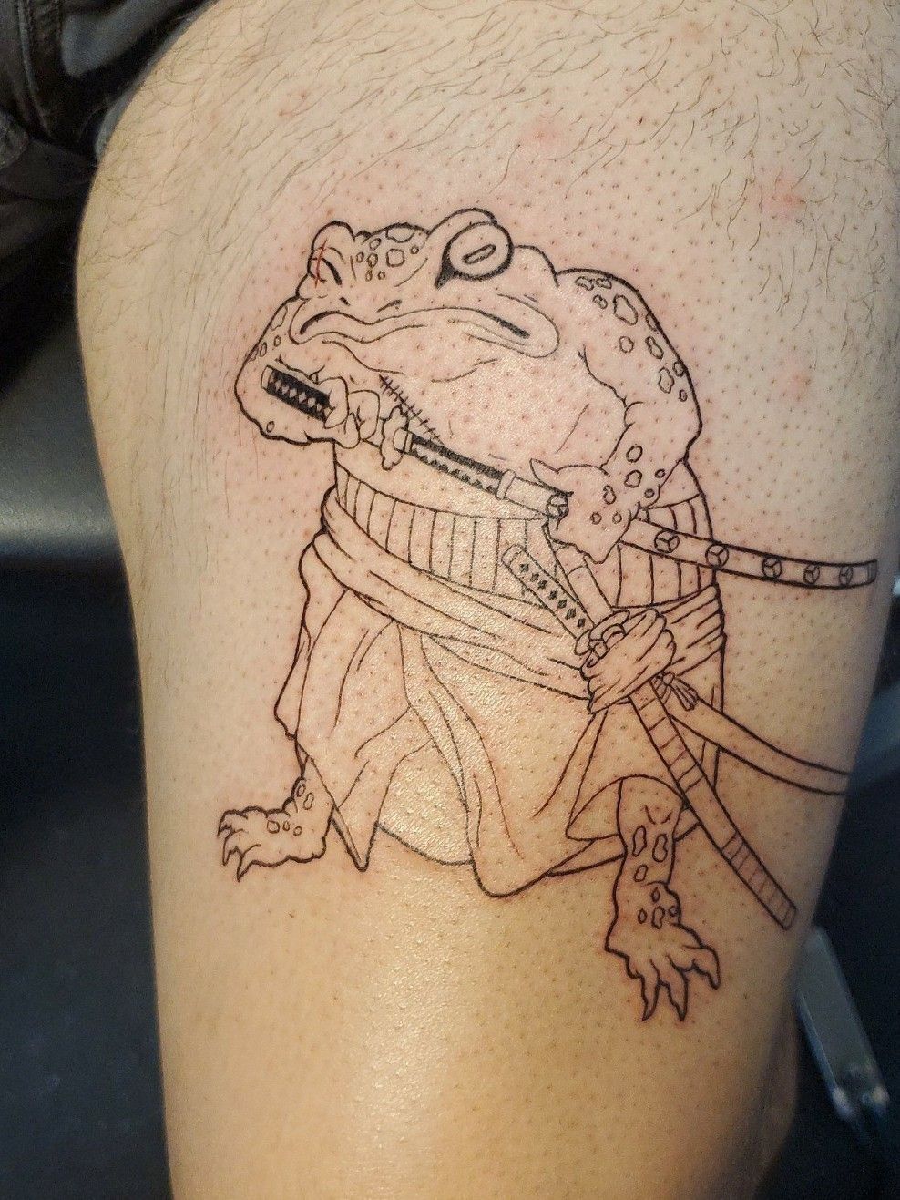 Smoking Samurai Toad fresh by Rob at Inkwell Tattoos Modesto CA  r tattoos