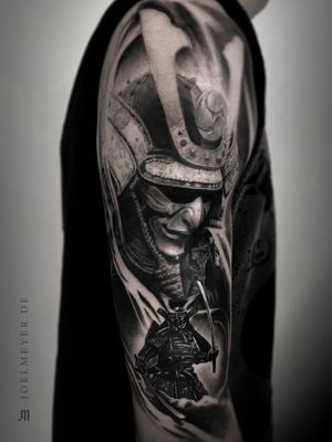 Samurai Realistic Tattoo Black and Grey Joel Meyer