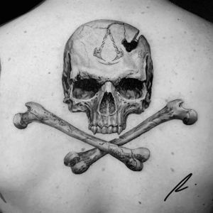 Instagram: @rusty_hstSkull and crossbones#blackandgrey #realism #blackandgreyrealism #skull 