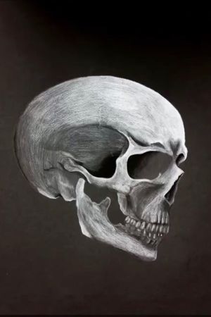 White on black, skull