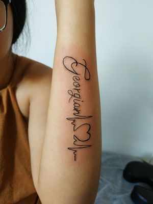 Name with heartbeat on arm