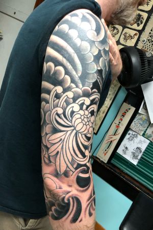 Chrysanthemum & water 3/4 sleeve