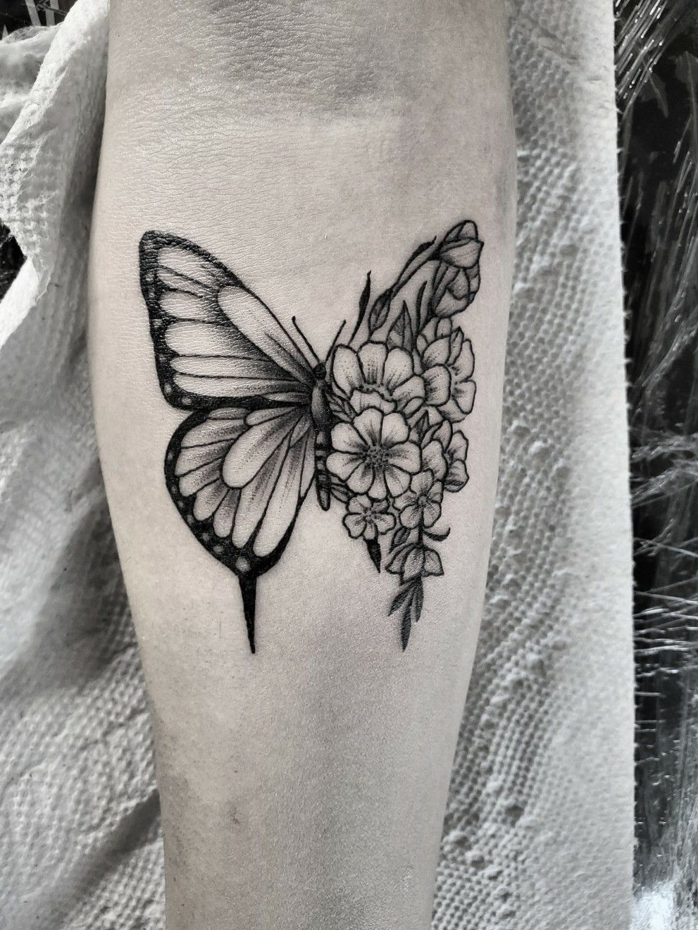 fine line half butterfly half flower tattooTikTok Search