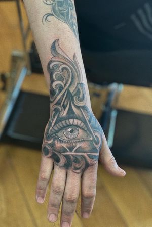 Illuminati eye hand tattoo 