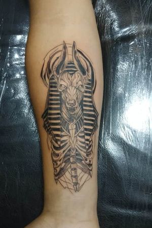Tattoo with the ancient Egyptian god Anubis... #anubisttattoo 