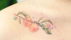 Peach tree 🍑 #colortattoo #treetattoo #minitattoo #seoultattoo #koreatattoo