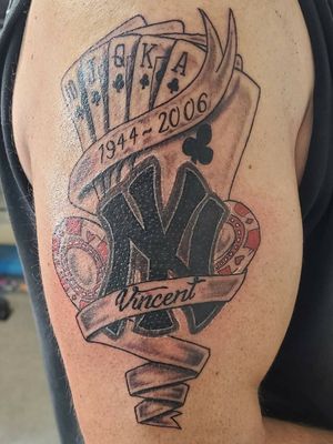 New York Yankees poker chip memorial tattoo #straightflush am all in #RIP 