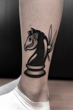 Dark undead chess horse by satanischepferde #erfurt #satanischepferde #black #blackwork #traditional #dark #darkartist #horse #chess #games #skull #small #minimalistic 