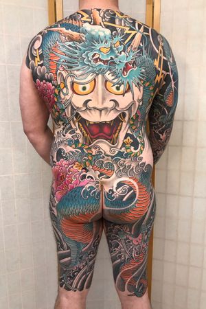 Completed hannya and dragon backpiece. #irezumi #japanese #bodysuit #backpiece #hannya #dragon #irezumi(Japanese) #japanesetattoo #JapaneseTattoos #hannyatattoo #backtattoo 