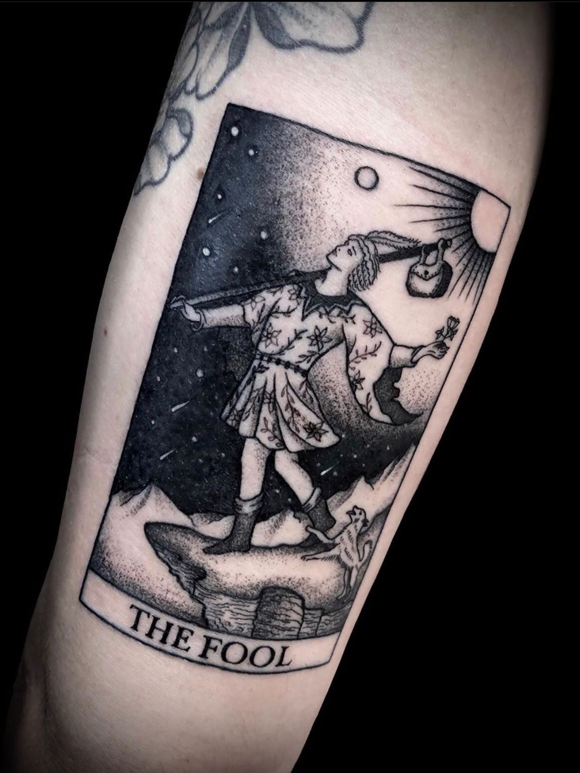Tattoo uploaded by For more go Ig [@scorpioarms] • Stocked with this card  🌚 #tarotcard #thefool • Tattoodo
