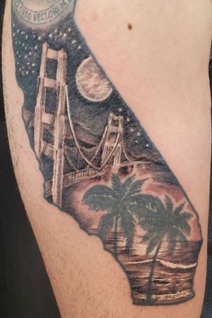 Had the privilege of adding the second touch to my (still incomplete) Cali tattoo. The artist is aware of my future intentions and is as stoked as I for whats coming.