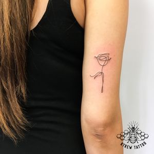 Single Line Rose by Kirstie @ KTREW Tattoo - Birmingham, UK #singleline #tattoo #rose #birmingham #fineline