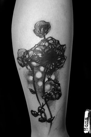 Flower black and gray. #flowertattoo #tattooforwomen#black&gray#tattooonfoot#tattooedgirls