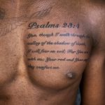 Psalms 23:4 . . . . #tattoo #tattoodesign #tattooist #tattooart #illsontattoo #lettering #letteringtattoo #linework #seoultattoo #chesttattoo #bible #psalms 