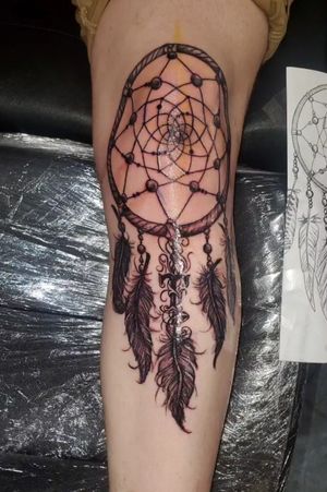 My First Tattoo was a dreamcatcher for my grandmother on my knee. 
