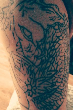 Coi Carp Left leg Drawn and designed by myself. #coi #fishtattoo #inkedup #tattooartist #misfittattoos