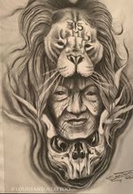 Nothing is forever, sketch of the day. Lion, old woman and skull