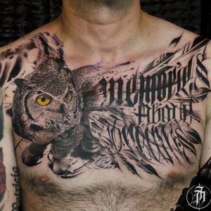Collab with my dear friend Jeroen Doorn. Memories above Dreams. Chest piece, realism with trash lettering