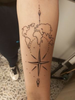 Compass whit world map 