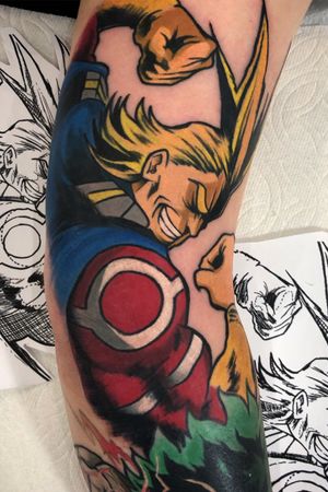 Got to do this fun All might!! Thanks for looking!! Email/ message for appointments. #allmight #myheroacademia #anime #cartoon #manga #deku #toshinori #toshinoriyagi #color #solidink 
