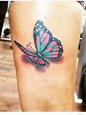 My realistic Butterfly Tattoo on my right leg.