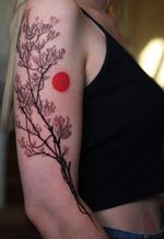 tattoo by Konstantin aka strokinwork #Konstantin #strokinwork #branch #sun #tree #nature #plant