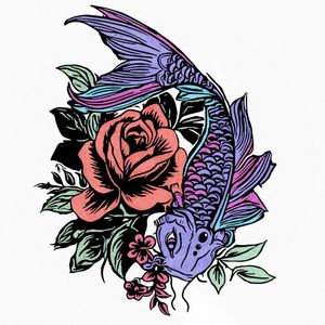 Koi fish and rose 
