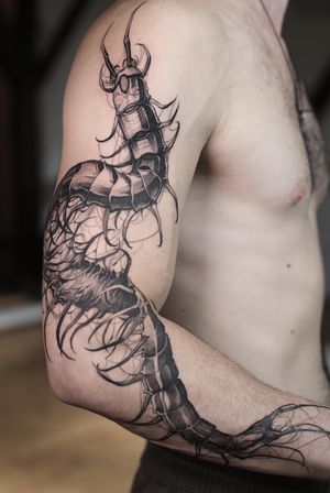 tattoo by Konstantin aka strokinwork #Konstantin #strokinwork #bug #insect #centipede #surreal #darkart