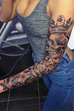 Future tat: sunflowers instead of roses. Full sleeve and around the arm 