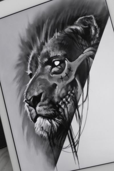lion skull tattoo